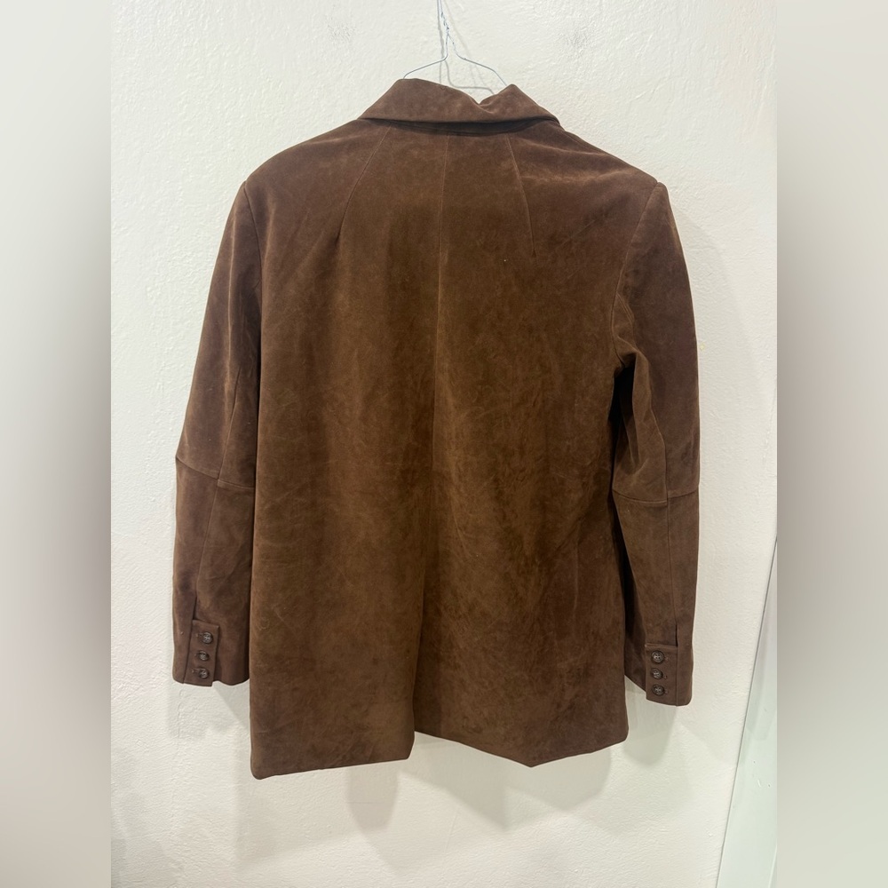 NWOT Free People Paper Cut Vegan Suede Blazer Brown Oversized Small - Picture 6 of 9
